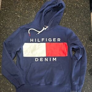 Tommy Hilfiger Navy Hoodie with Red and White Logo